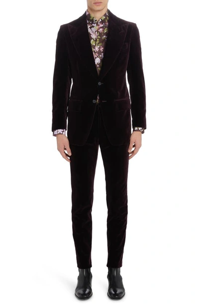 Tom Ford Atticus Cotton Velveteen Cocktail Jacket In Mulberry