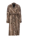 Stella Mccartney Python Print Belted Trench Coat In Brown