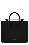 Strathberry Midi Metal Leather Tote Bag In Black