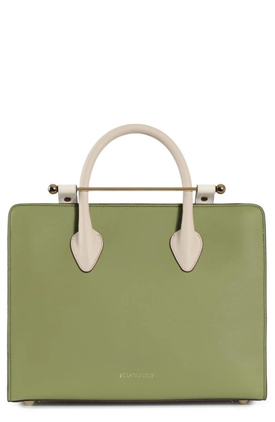 Strathberry Green Croc Embossed Leather Nano Midi Tote Strathberry