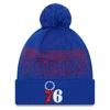 New Era Royal Philadelphia 76ers 2023 Nba Draft Cuffed Knit Hat With Pom In Royal
