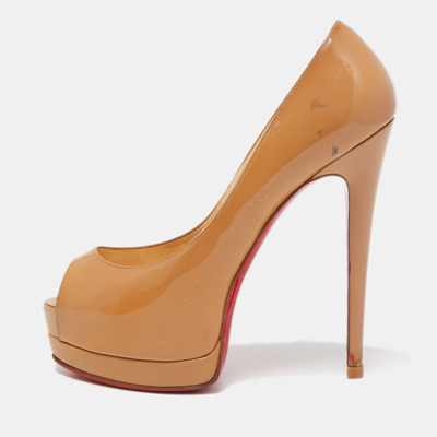 Pre-owned Christian Louboutin Beige Patent Leather Altadama Pumps Size 38