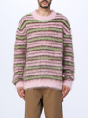 Marni Striped Mohair-blend Sweater In Pink