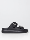 Alexander Mcqueen Womens Lamb Fur Slip On Slide Sandals In Black