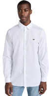 LACOSTE SLIM FIT STRETCH COTTON POPLIN SHIRT WHITE