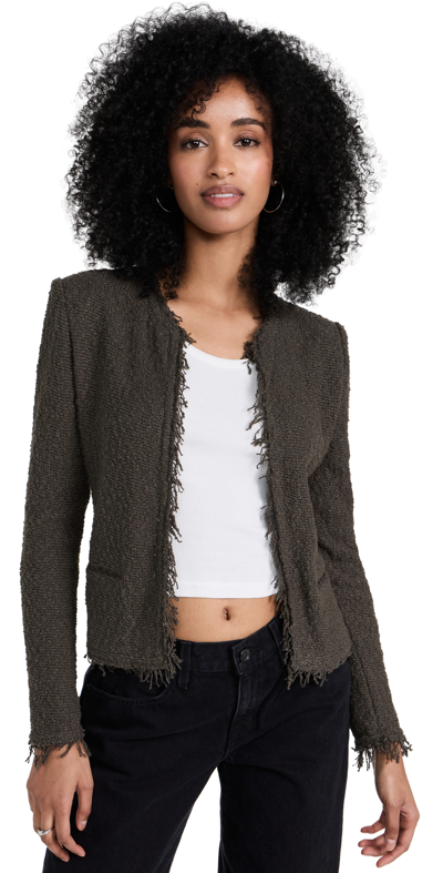 Iro Shavani Open-front Boucle Jacket In Dark Green