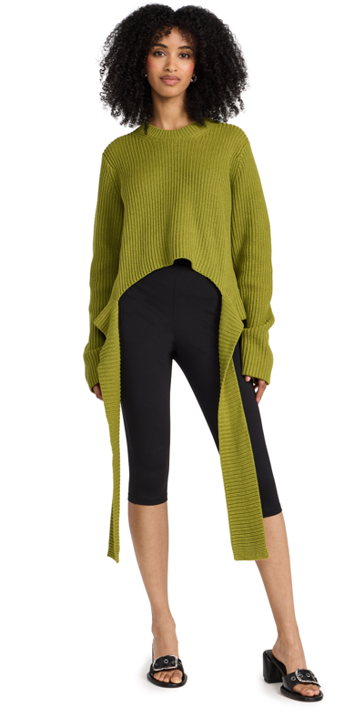 Proenza Schouler White Label Ribbed-knit Wrap Jumper In Green