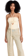 Proenza Schouler Compact Jersey Ruched Bodysuit In Off-white