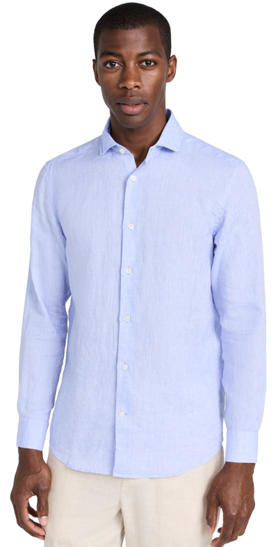 Frescobol Carioca Antonion Linen Shirt In Pale Blue