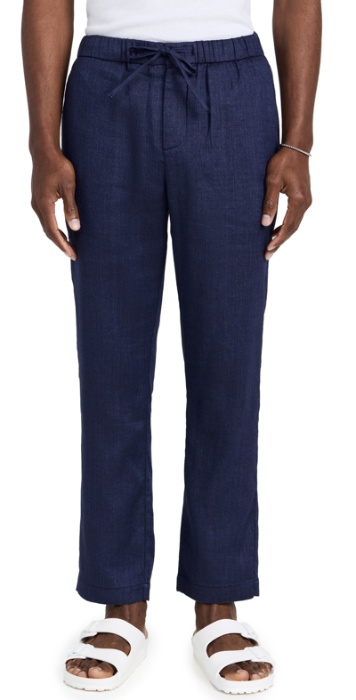 Frescobol Carioca Oscar Linen Chinos In Blue