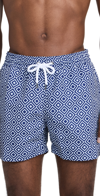 Frescobol Carioca Geometric-print Swim Shorts In Navy Blue