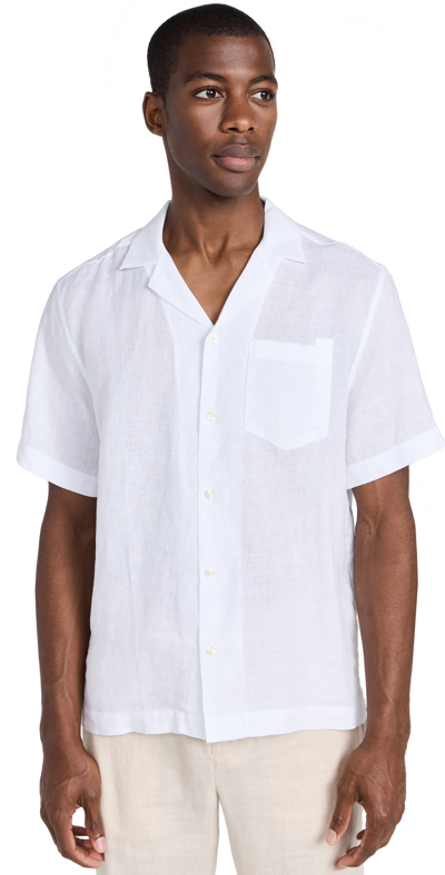 Frescobol Carioca Angelo Camp-collar Linen Shirt In White