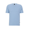Hugo Boss Cotton-blend T-shirt With Bubble-jacquard Structure In Blue