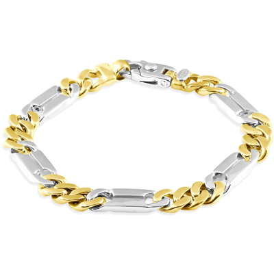 Pompeii3 Men's Figaro 14k Gold (44gram) Or Platinum (71gram) 9mm Link Bracelet 8.25" In Multi