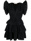 ULLA JOHNSON Women's Camilla Ruffled Sleeve Layered Dress In Noir