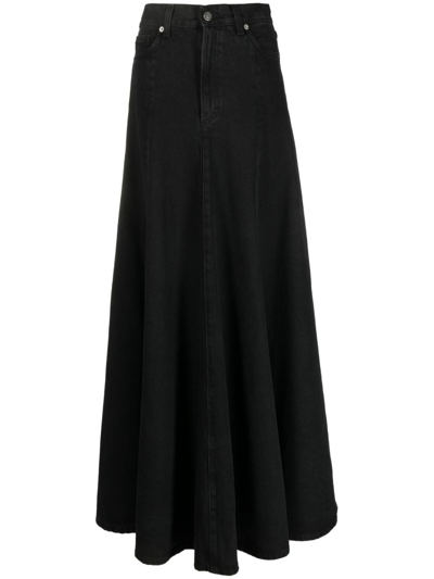 Haikure Serenity Denim Maxi Skirt In Black