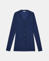 Lafayette 148 Petite Fine Gauge Cashmere V-neck Cardigan In Midnight Blue