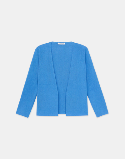 Lafayette 148 Finespun Voile Open-front Cropped Cardigan In Sonic Blue
