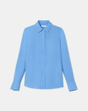 Lafayette 148 Silk Double Georgette Button Blouse In Sonic Blue