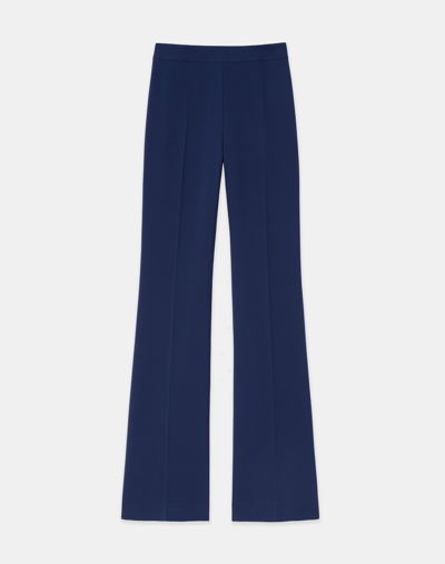 Lafayette 148 Finesse Crepe Gates Side-zip Flared Pant In Lido Blue