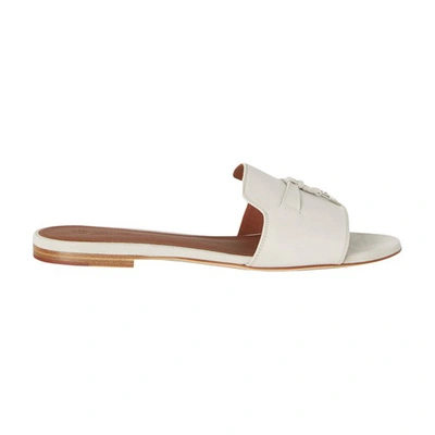 Loro Piana Summer Charms Suede Slides In Pearl_powder