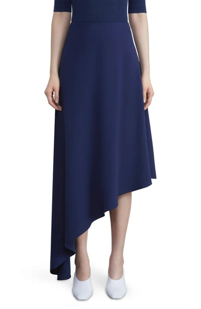 Lafayette 148 Finesse Crepe Asymmetric Skirt In Midnight Blue
