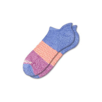 Bombas Tri-block Ankle Socks In Marled Violet And Magenta