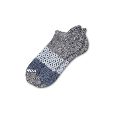 Bombas Tri-block Ankle Socks In Marled Midnight And Soft Blue