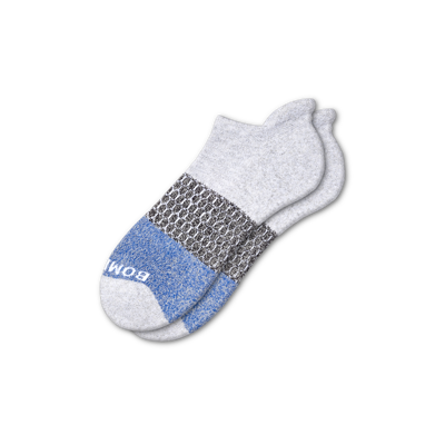 Bombas Tri-block Ankle Socks In Light Grey Heather And Royal