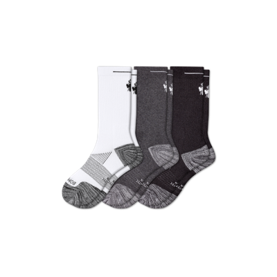 Bombas Running Calf Sock 3-pack In White Charcoal Black Bee