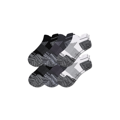 Bombas Running Ankle Sock 6-pack In White Charcoal Black