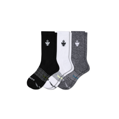 Bombas All-purpose Performance Calf Sock 3-pack In Black White Charcoal
