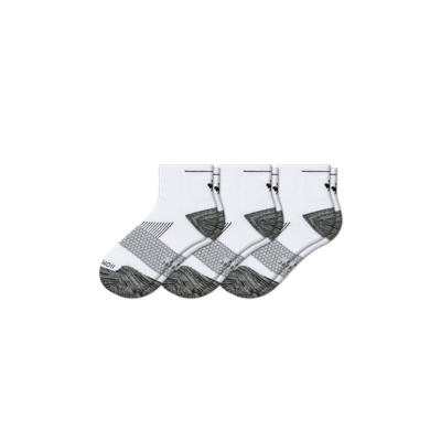 Bombas Running Quarter Sock 3-pack In White Bee