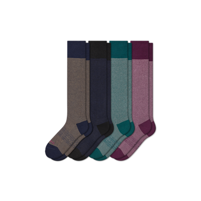 Bombas Dress Knee High Sock 4-pack In Black Eggplant Mix