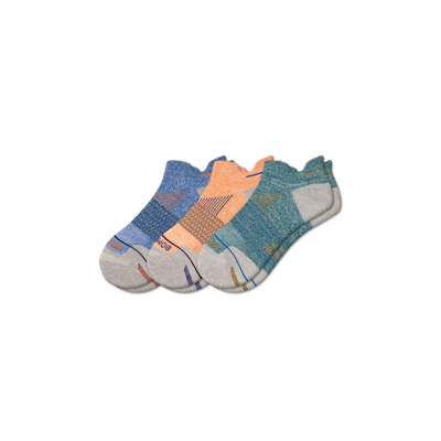 Bombas Merino Wool Blend Running Ankle Sock 3-pack In Blue Papaya Mix