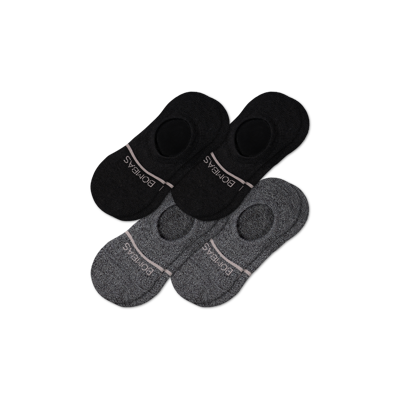 Bombas Lightweight Merino Wool Blend No Show Sock 4-pack In Black Charcoal Mix