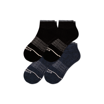 Bombas Merino Wool Blend Quarter Sock 4-pack In Navy Black