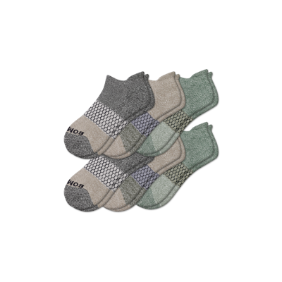 Bombas Tri-block Marl Ankle Sock 6-pack In Black Spruce Mix