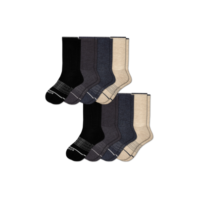 Bombas Merino Wool Blend Calf Sock 8-pack In Mixed Dark Charcoal