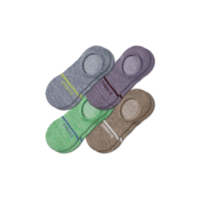 Bombas Lightweight Merino Wool Blend No Show Sock 4-pack In Cacti Blue Mix