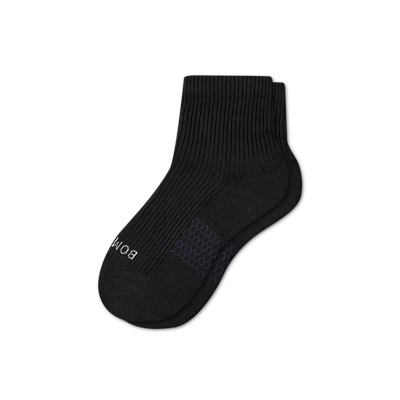 Bombas Hybrid Ribbed Quarter Socks In Black