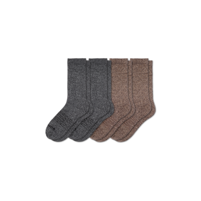 Bombas Marl Calf Sock 4-pack In Marled Chocolate Charcoal Mix