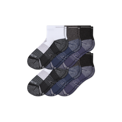 Bombas Golf Quarter Sock 6-pack In White Grey Black Mix