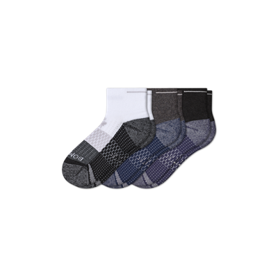 Bombas Golf Quarter Sock 3-pack In White Grey Black Mix