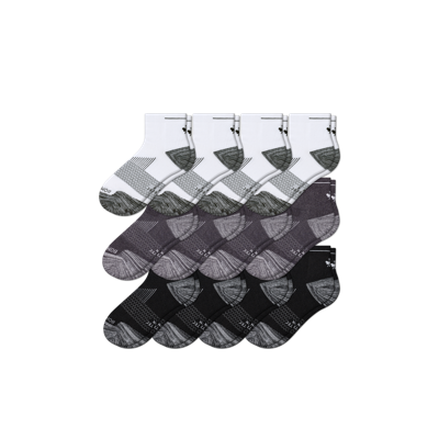 Bombas Running Quarter Sock 12-pack In White Charcoal Black With Bee