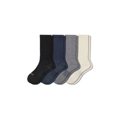 Bombas Hybrid Ribbed Calf Sock 4-pack In Soft White Black Mix