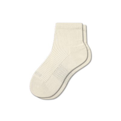 Bombas Hybrid Ribbed Quarter Socks In Soft White