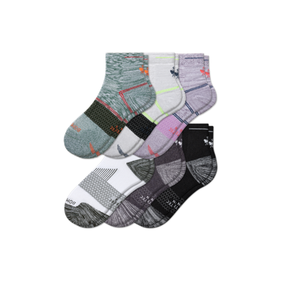 Bombas Running Quarter Sock 6-pack In Lavender Olive Mix