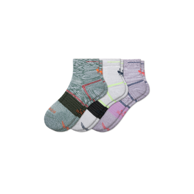 Bombas Running Quarter Sock 3-pack In Lavender Olive Mix