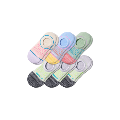 Bombas Performance Cushioned No Show Sock 6-pack In Ecru Aloe Mix
